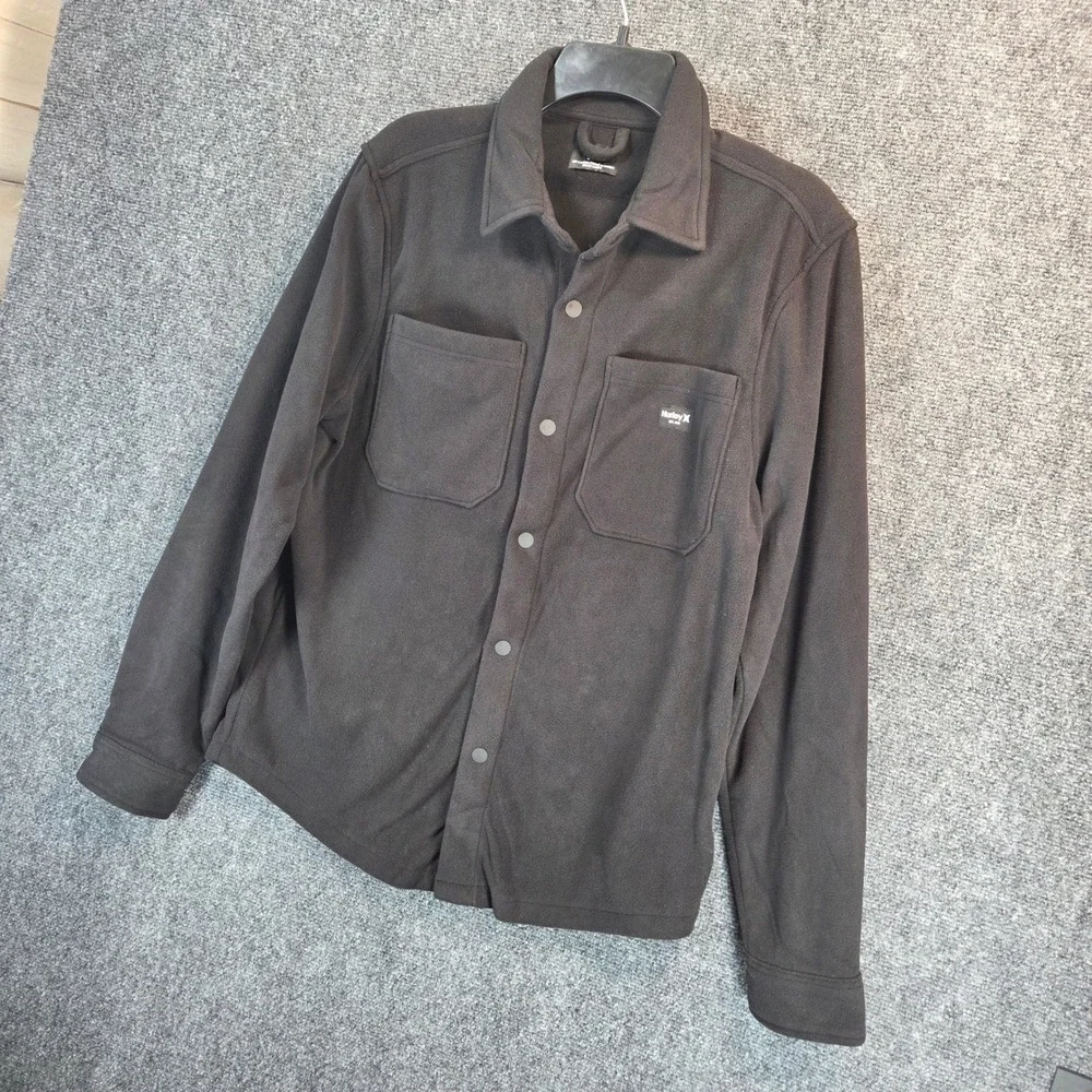 Hurley Polar Fleece‎ Overshirt Men's Small Black Button Up Long Sleeve - New